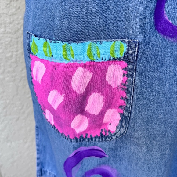 Victoria Hand Painted Denim Dress - Picture 4 of 10